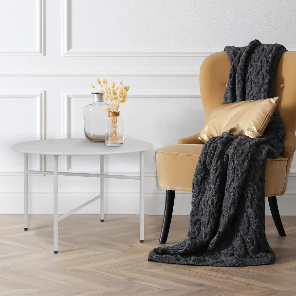 BEISTELLTISCH Finn Ø 53/36 cm Weiß - Weiß, Metall (53/53/36cm) - BoMoe