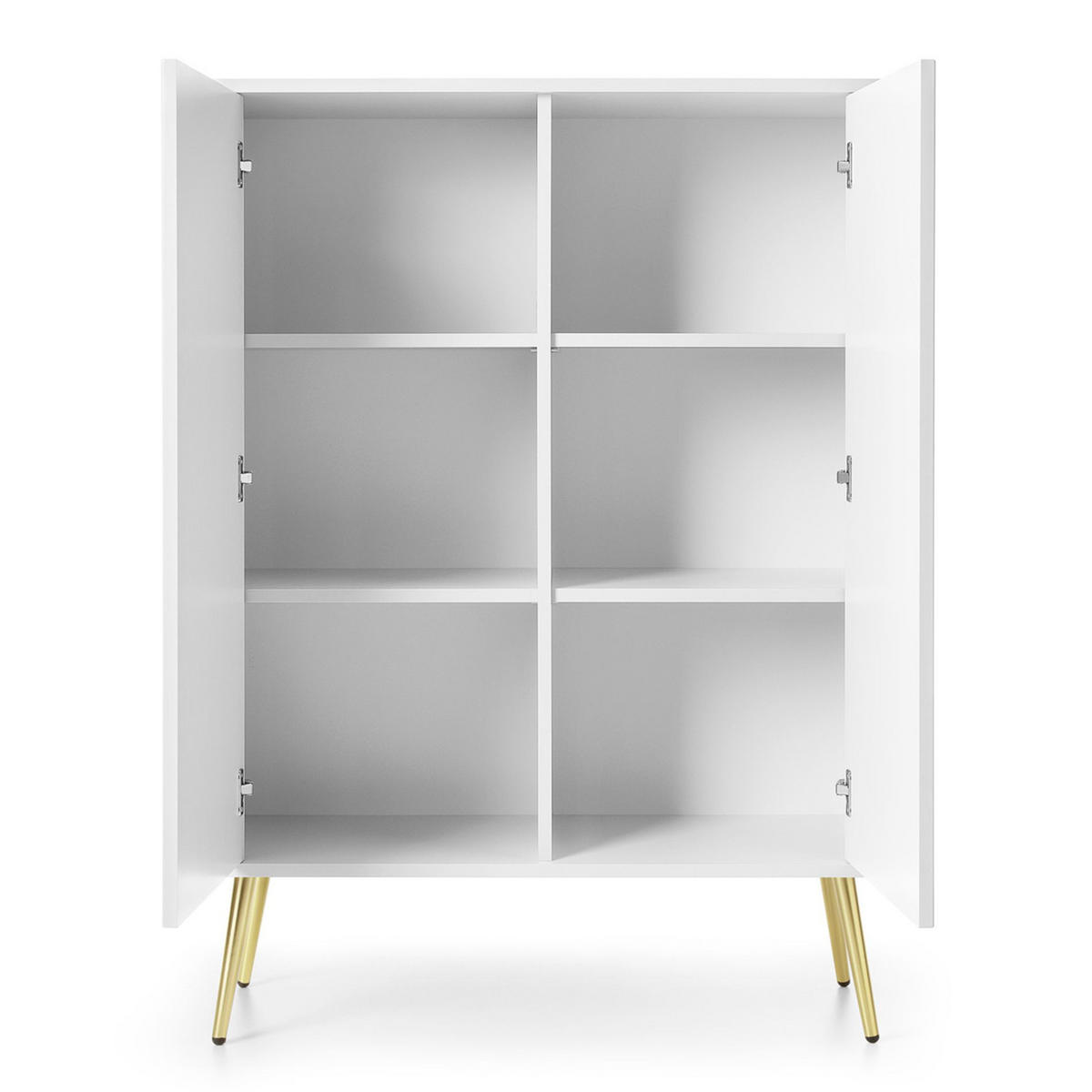 HIGHBOARD Zova Weiß 103 cm - Goldfarben/Weiß, Holzwerkstoff/Metall (103/129/39cm) - Selsey