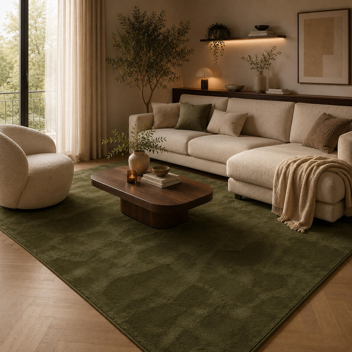FELLTEPPICH SUPER SOFT PEARL - Grün, Textil (160/230cm) - Pergamon