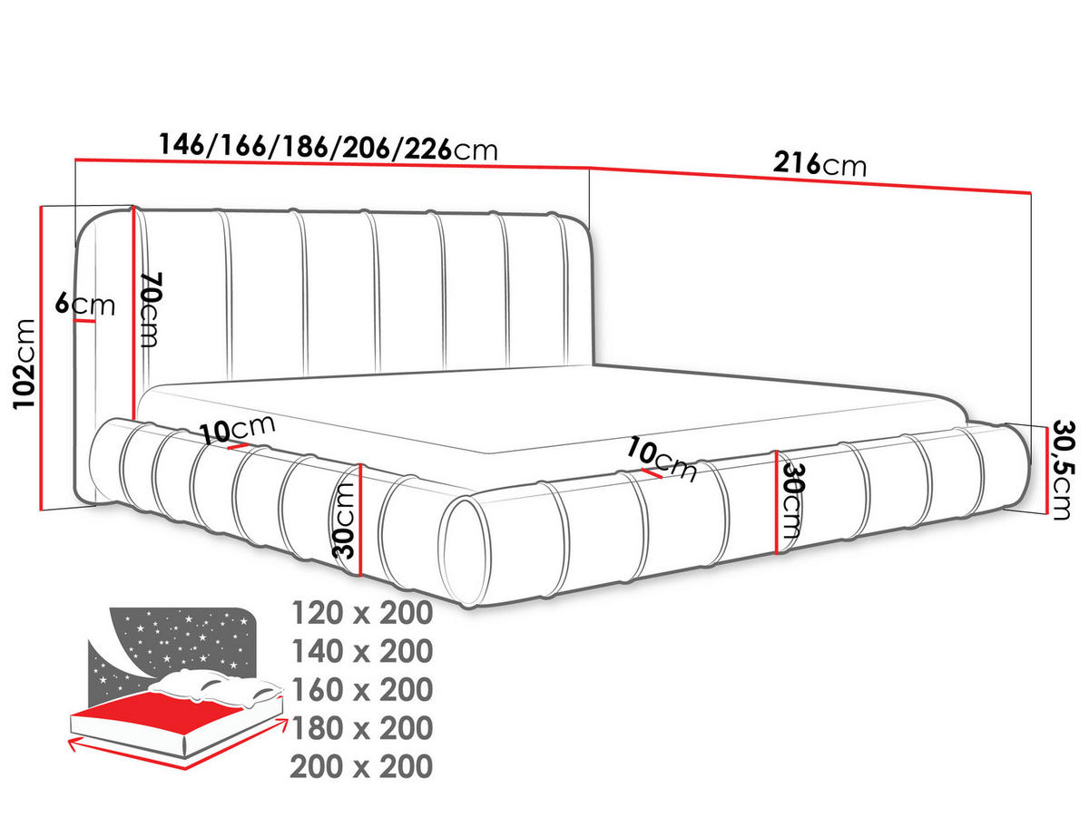 POLSTERBETT Slim XI - Kaschmir, Holz/Holzwerkstoff (200/200cm) - MIRJAN24