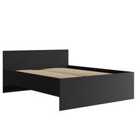 BETT Maxivo Schwarz, mit hohem Kopfteil und Holzrahmen - Schwarz, Holzwerkstoff (160/200cm) - Bettso