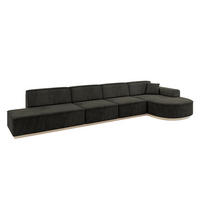 ECKSOFA Ottomane Rechts ARRIO-L3 - 413x171x83 cm Schwarz - Schwarz, Holzwerkstoff/Textil (413/171cm) - ALTDECOR