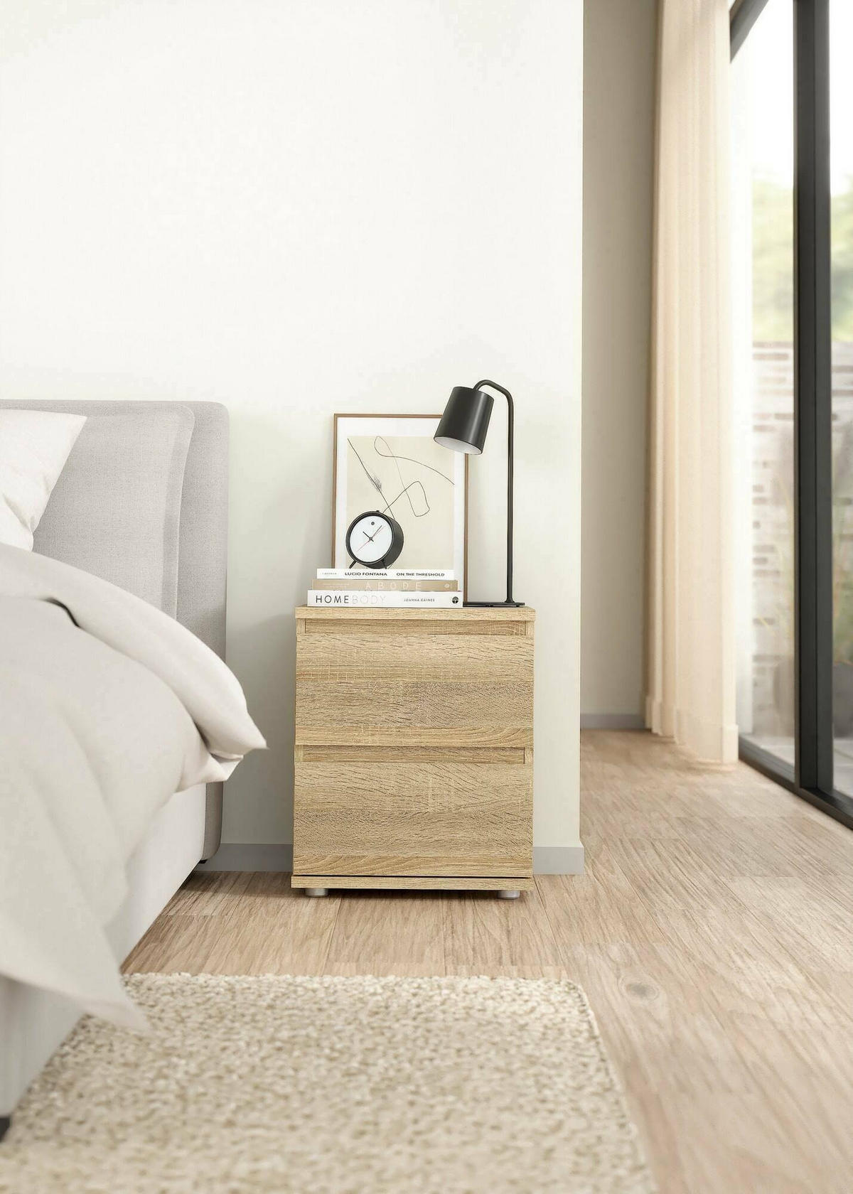 NACHTTISCH Eiche 34/40.2/48.2 cm - Braun, Holzwerkstoff (40.2/48.2/34cm) - DMORA
