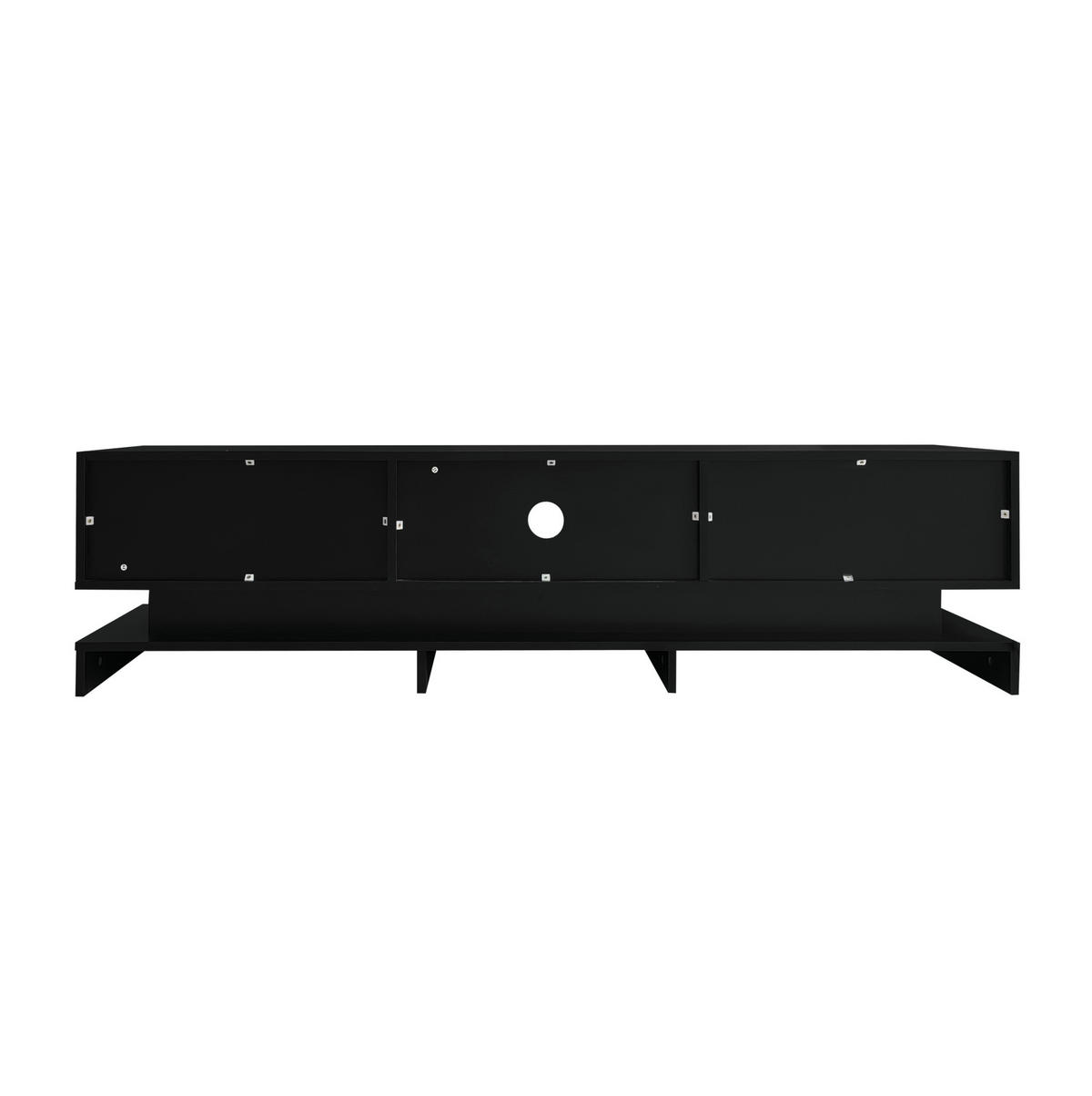 TV-LOWBOARD aus Spanplatte 160x35x40,5 cm Schwarz mit LED-Beleuchtung, 2 Schubladen und App-Steuerung - Schwarz, Holzwerkstoff (160/40.5/35cm) - Modfu