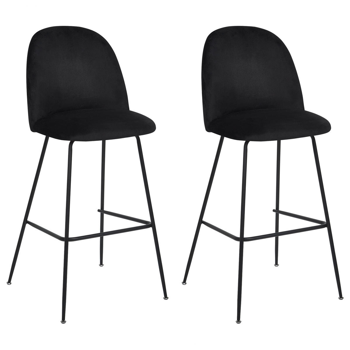 BARSTUHL 2er-Set Samtstoff schwarz Arcola - Schwarz, Textil (52/114/54cm) - Beliani