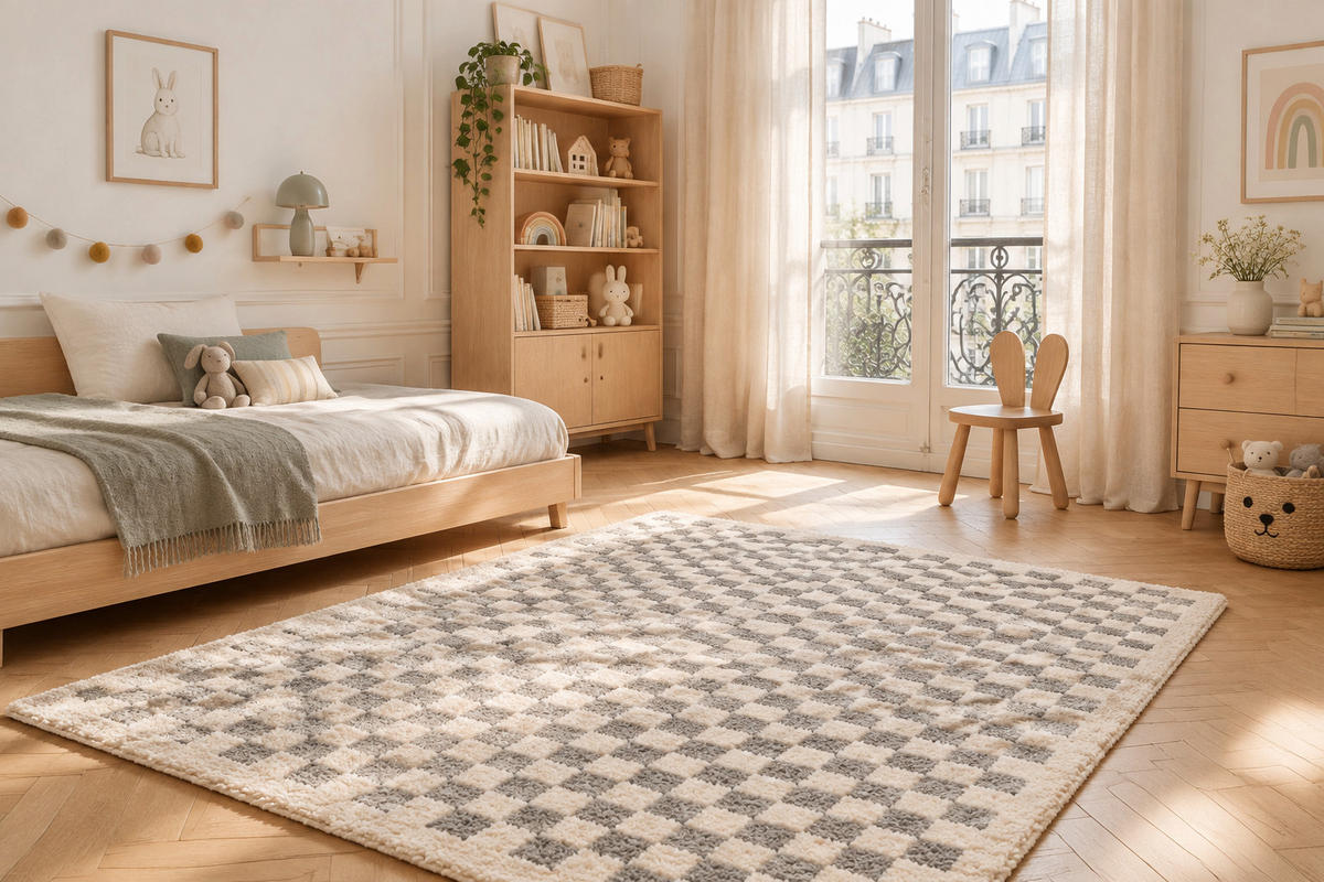 TEPPICH kariert langflorig weich voluminös grau - Grau, Textil (200/290cm) - AFK Living