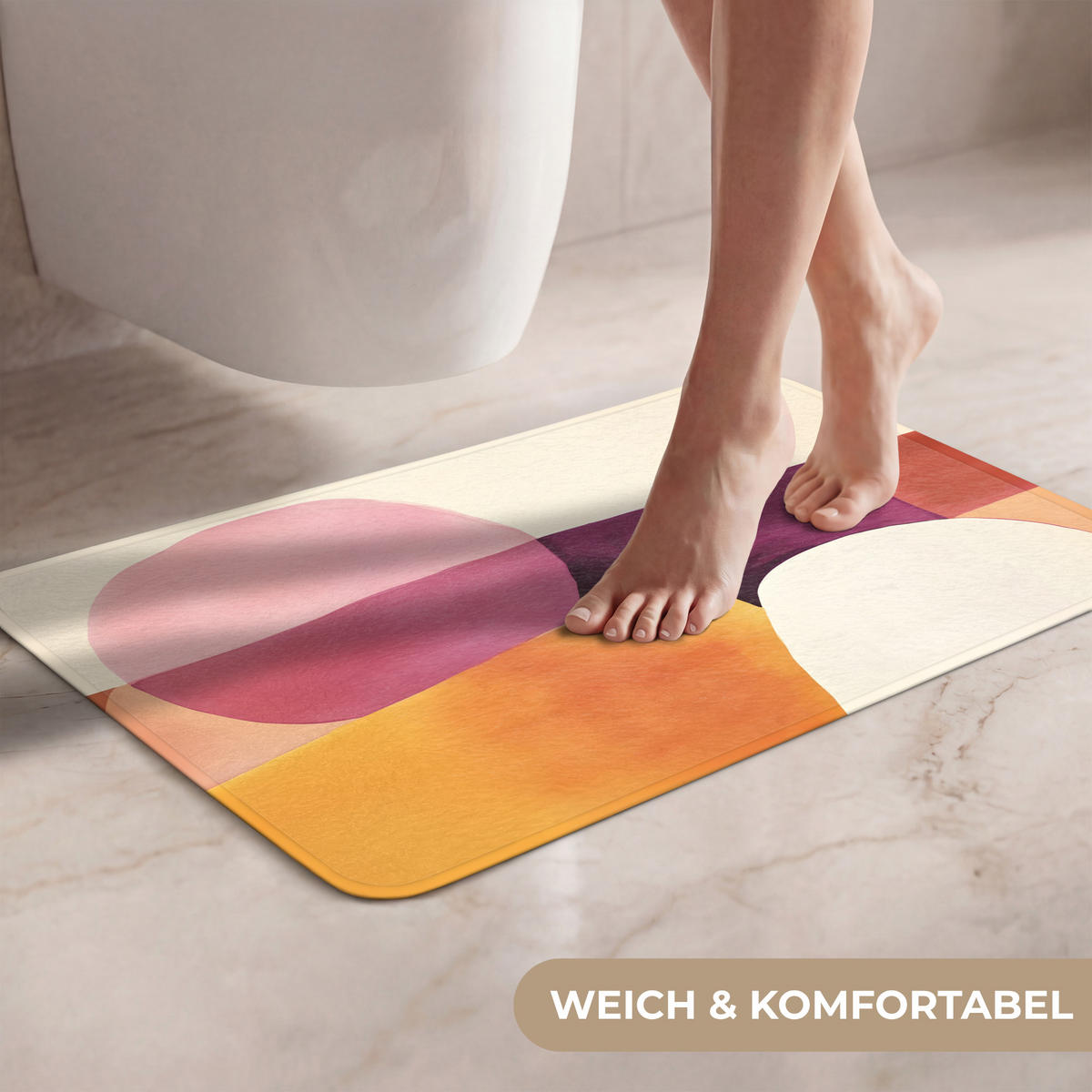 WC PŘEDLOŽKA Tvary - abstraktní - barevné 60x40 cm - terakotová, textil/plast (60/1cm) - OnlyWow