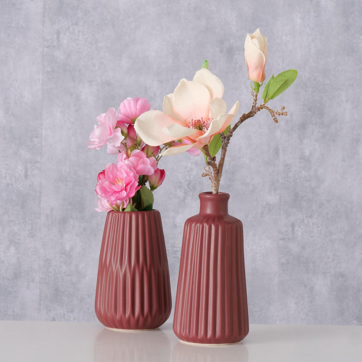 VASE Porzellan Esko 17 cm - Weinrot, Keramik (17cm) - Boltze Home
