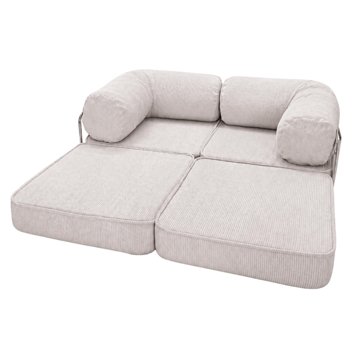 SOFA SURB Duo 100 Schlafsofa 2-Sitzer Beige 200/100 cm - Chromfarben/Beige, Textil/Metall (200/70/100cm) - SURB