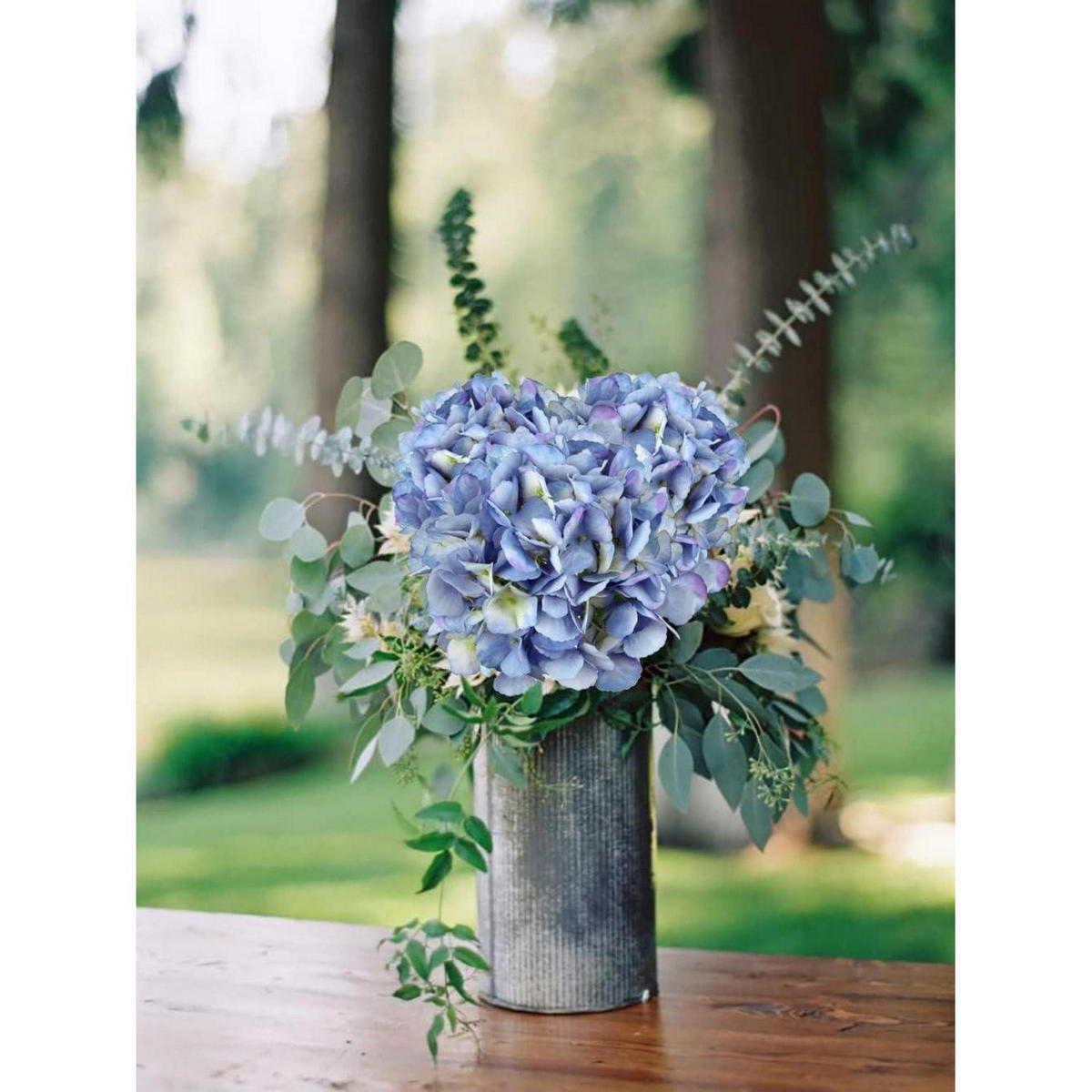 KUNSTHORTENSIE 3er Set Blau 53 cm - Blau, Textil (67cm)
