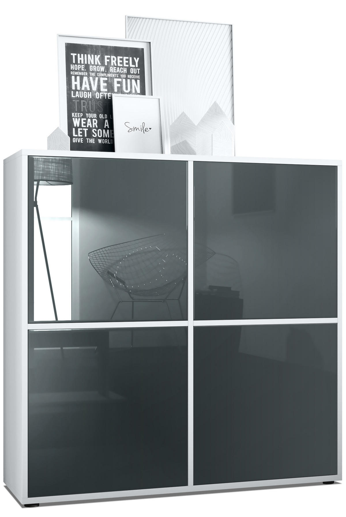 HIGHBOARD Cuba Türen in Grau Hochglanz - Grau, Holzwerkstoff (104/105.5/35.5cm) - Vladon