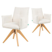ARMLEHNSTUHL Mika-Emil - Honigeiche/Creme, Eichenholz/Holz (60/88/63cm) - DUBI Möbel