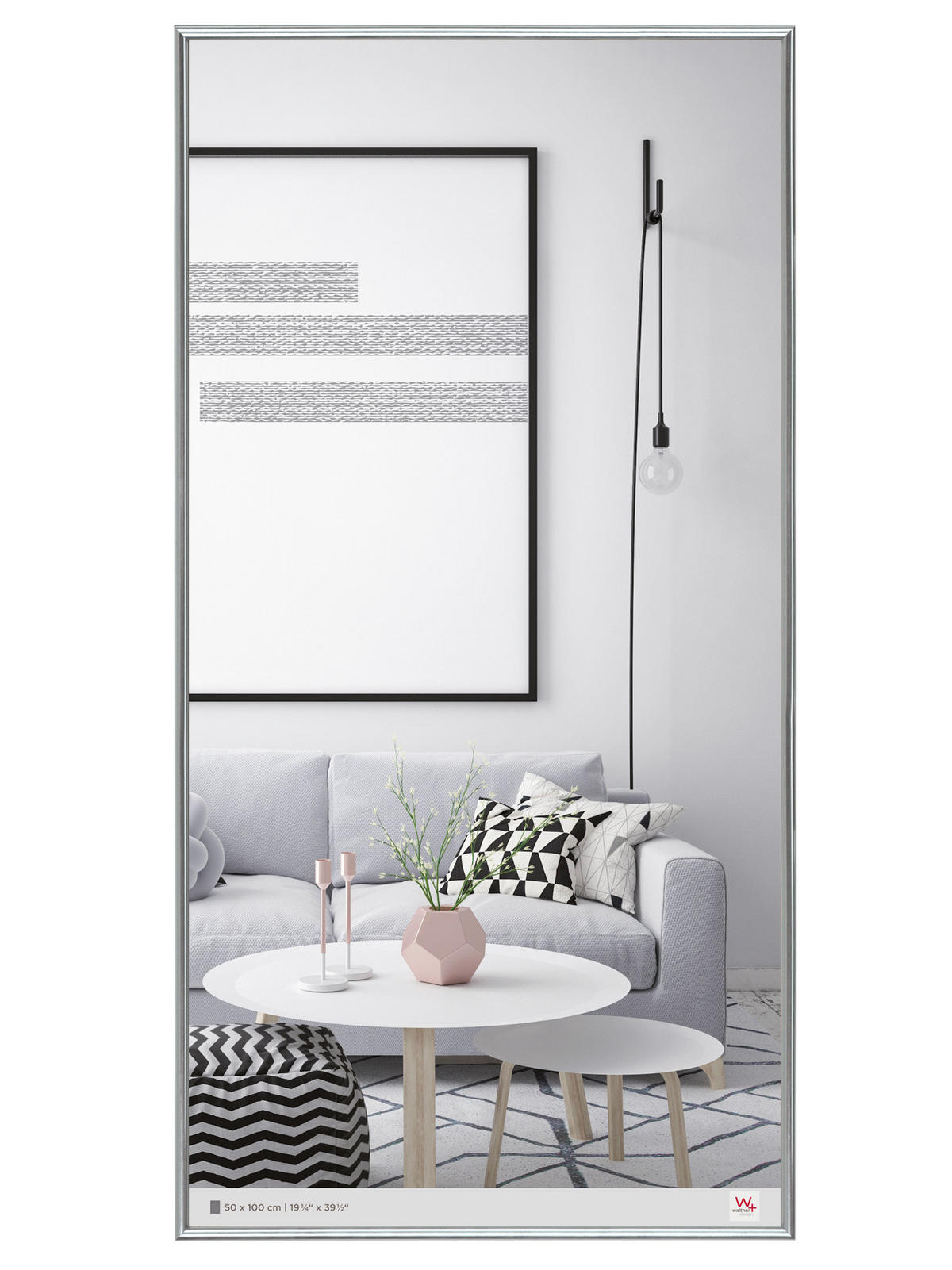 BILDERRAHMEN Galeria Kst.Rahmen 50x100 cm SILBER - Silberfarben, Kunststoff (31.1/91.1/2.2cm) - walther design