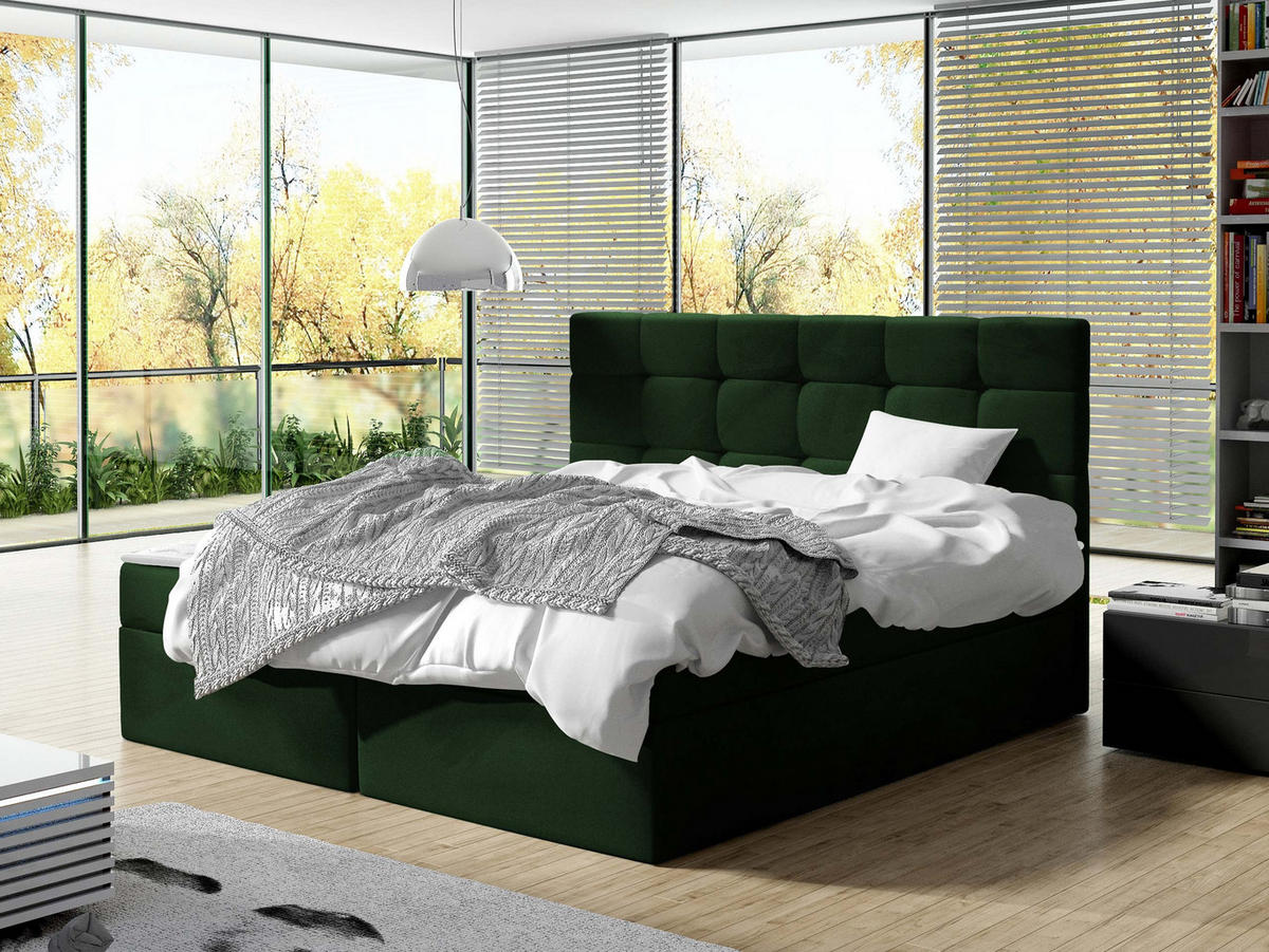 BOXBETT Luanda - H3 - Grün, Holzwerkstoff/Textil (160/200cm) - MIRJAN24