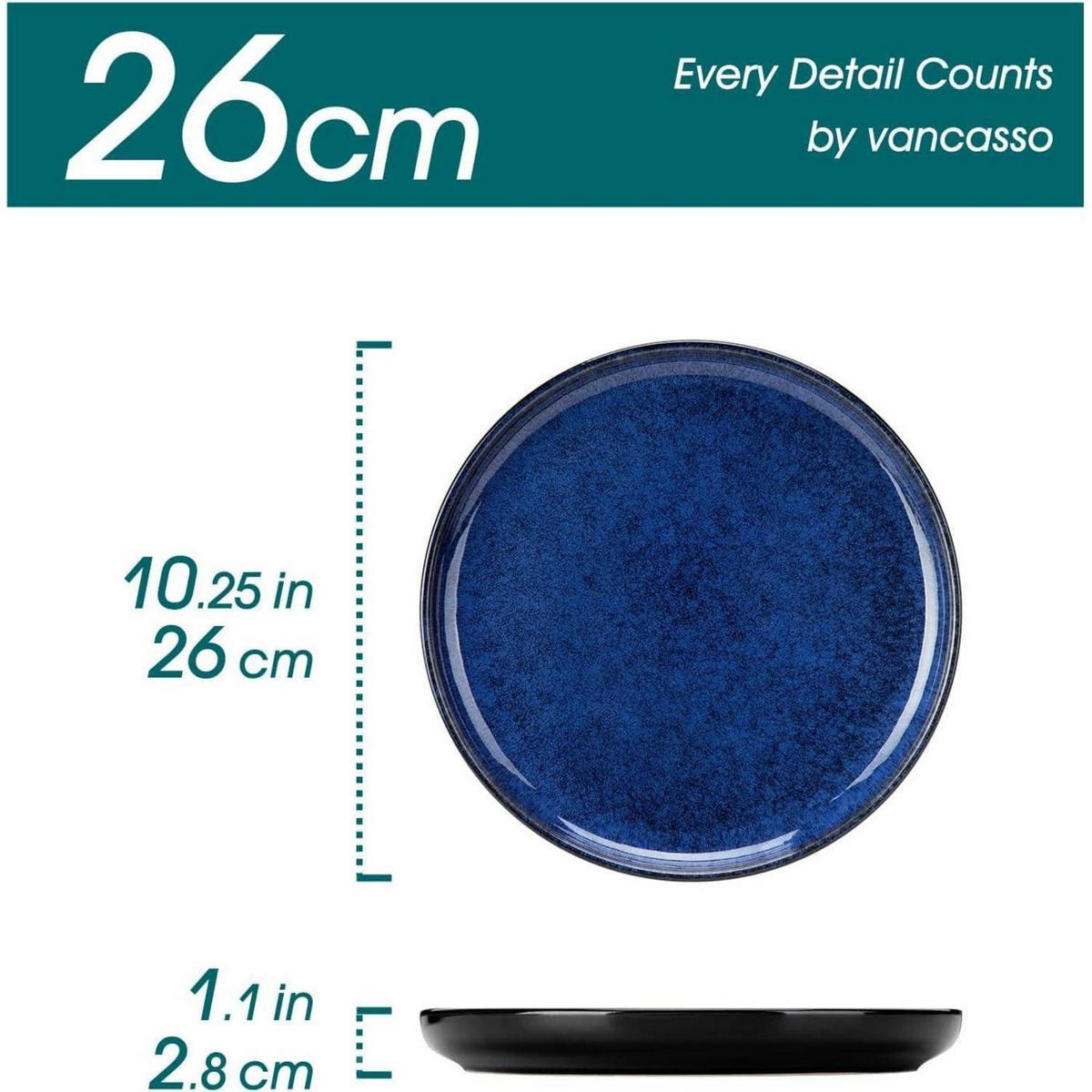 SPEISETELLER 6er Set Blau 26 cm - Blau, Keramik (26/26/2.8cm)