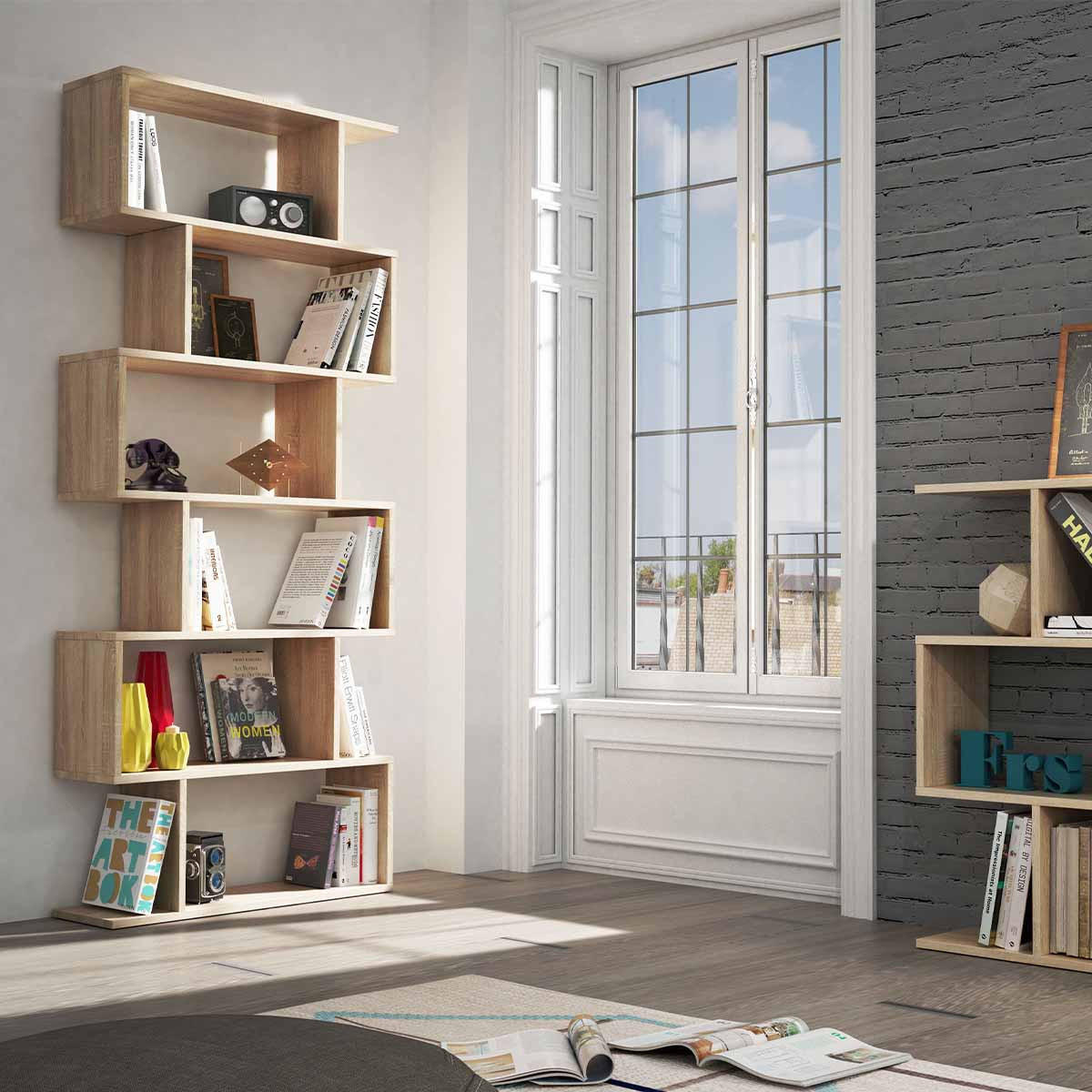BÜCHERREGAL mit 6 Ebenen H192 cm - Athena - Eiche Artisan, Holzwerkstoff (24/192/80cm) - Calicosy