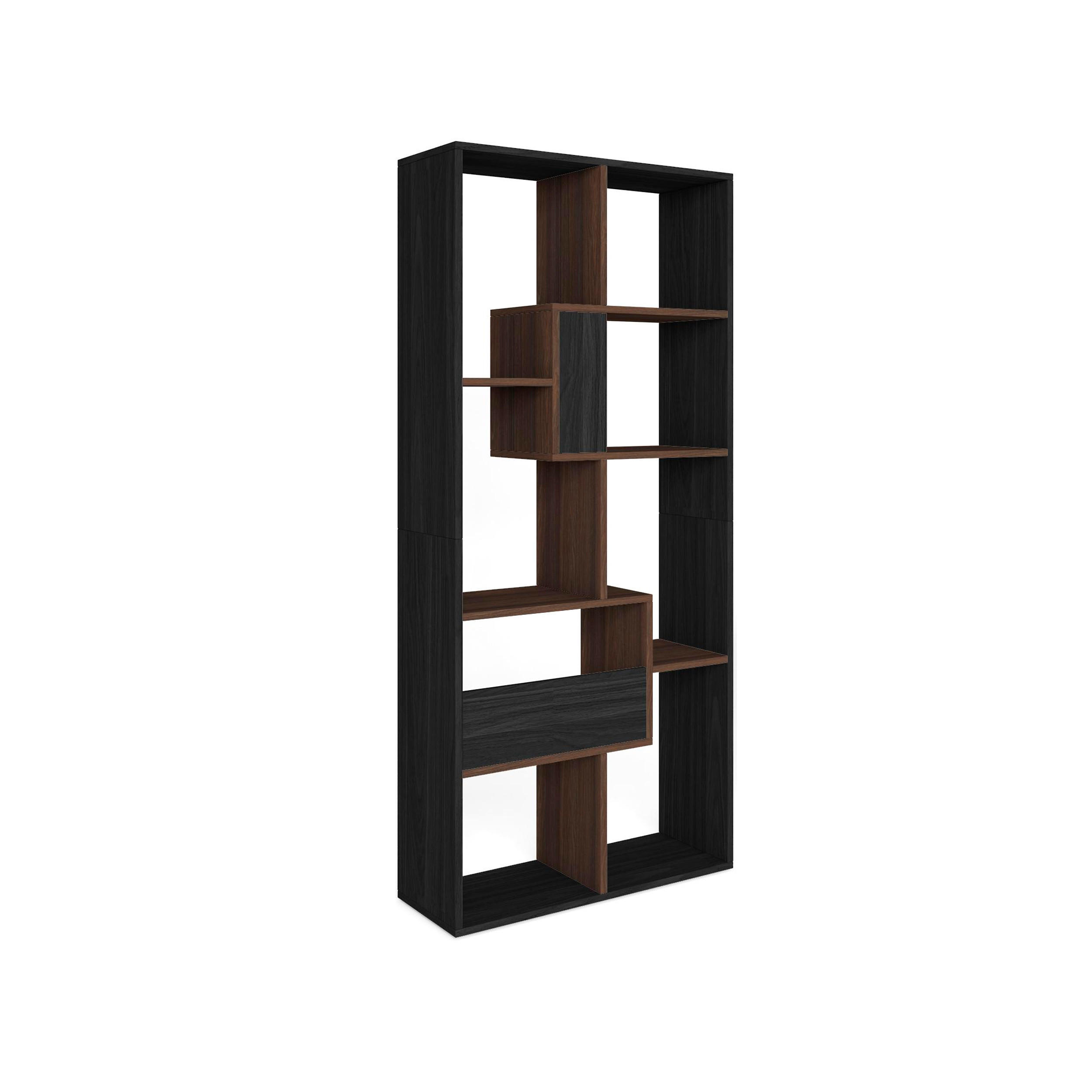 REGAL Bibliothek, Schwarz und Eiche dunkel, 67/31/162cm - Dunkelbraun/Schwarz, Holzwerkstoff (67/162/31cm) - Skraut Home