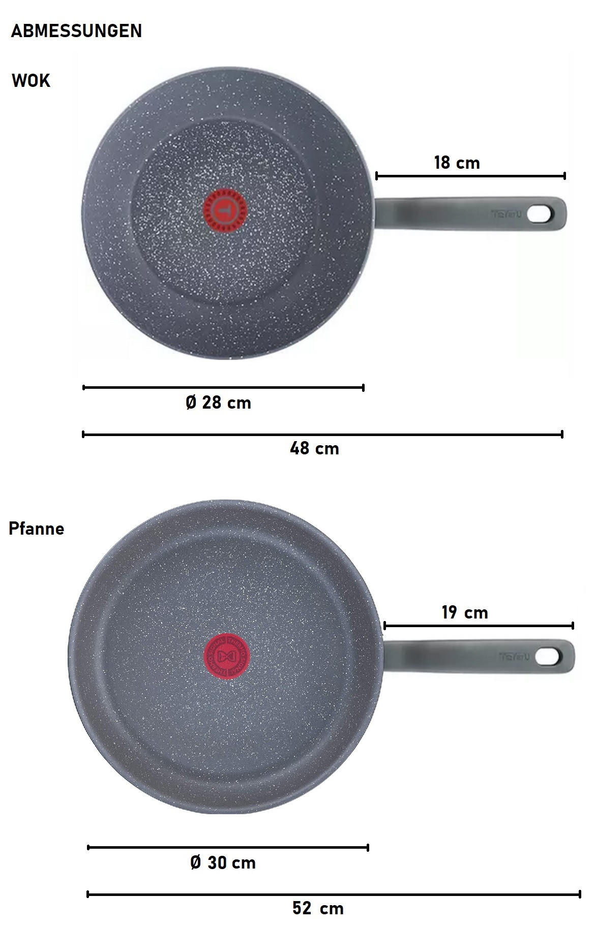 PFANNEN-SET 2-tlg. G13411 Healty Grau - Dunkelgrau, Keramik/Metall - Tefal