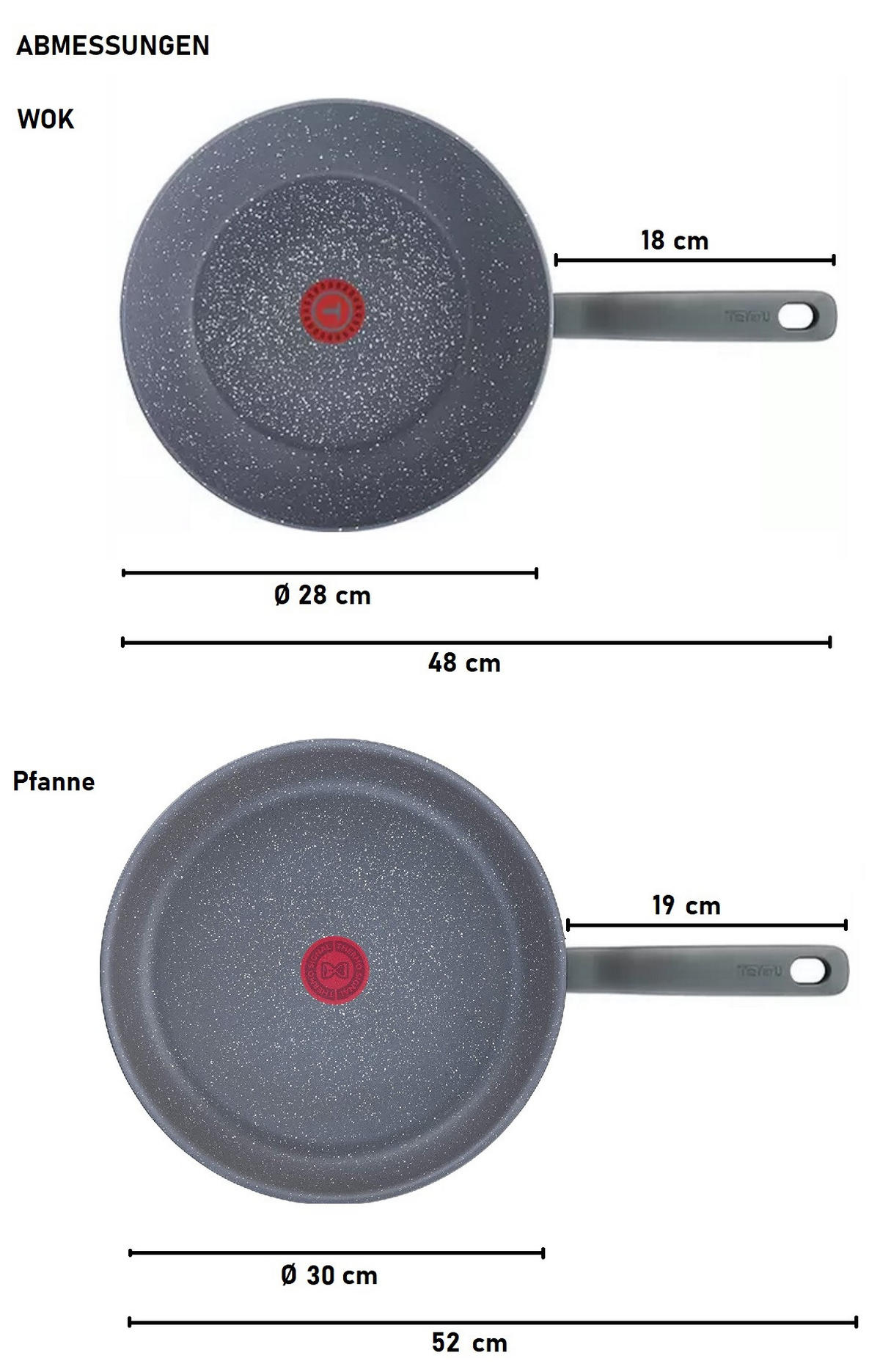 PFANNEN-SET 2-tlg. G13411 Healty Grau - Dunkelgrau, Keramik/Metall - Tefal