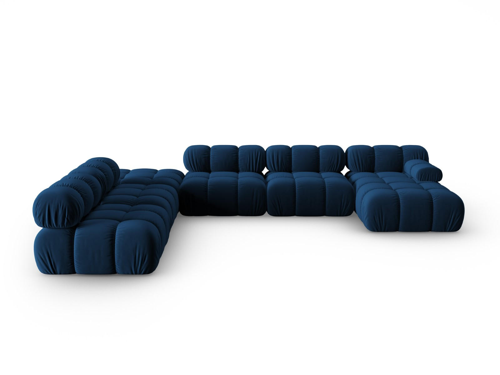 MODULARES-PANORAMASOFA links Bellis aus Samt königsblau 7 Sitzplätze - Blau, Textil (282/63/379cm) - Micadoni