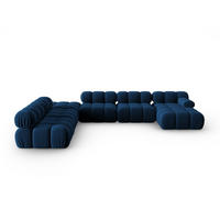 MODULARES-PANORAMASOFA links Bellis aus Samt königsblau 7 Sitzplätze - Blau, Textil (282/63/379cm) - Micadoni