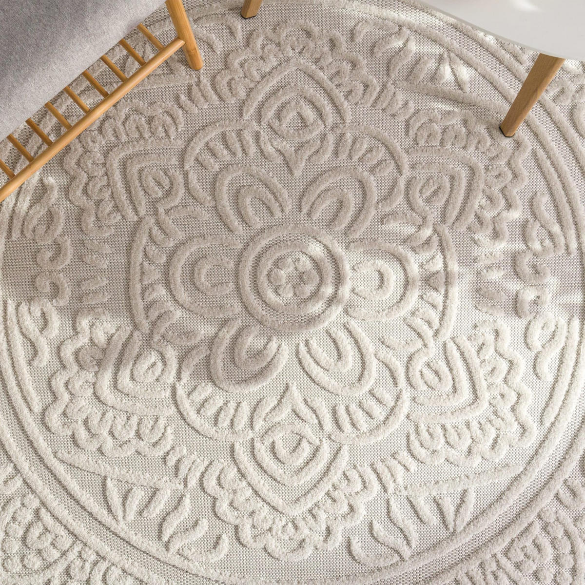 OUTDOORTEPPICH Marokkanisch Creme Ø 200 cm - Creme, Kunststoff (200/200cm) - TT Home