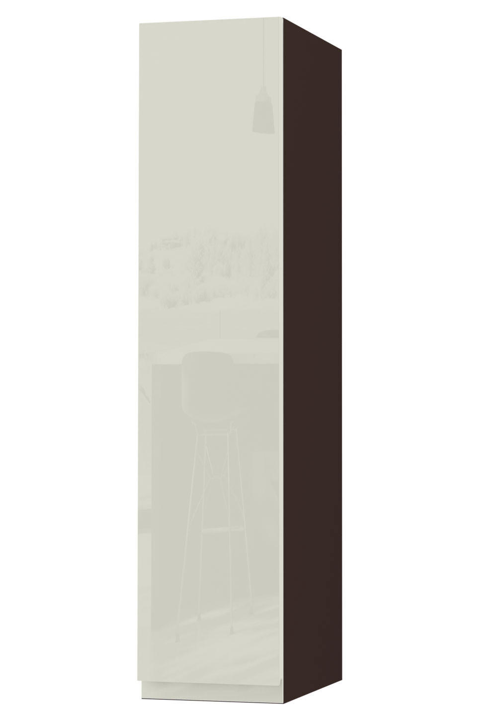 HÄNGESCHRANK Florence W4/20 Lava / RAL 1013 perlweiß HG 20 / 32,5 / 96cm - Türanschlag links - Dunkelgrau/Weiß Hochglanz, Holz/Holzwerkstoff (20/96/32.5cm) - Feldmann-Wohnen