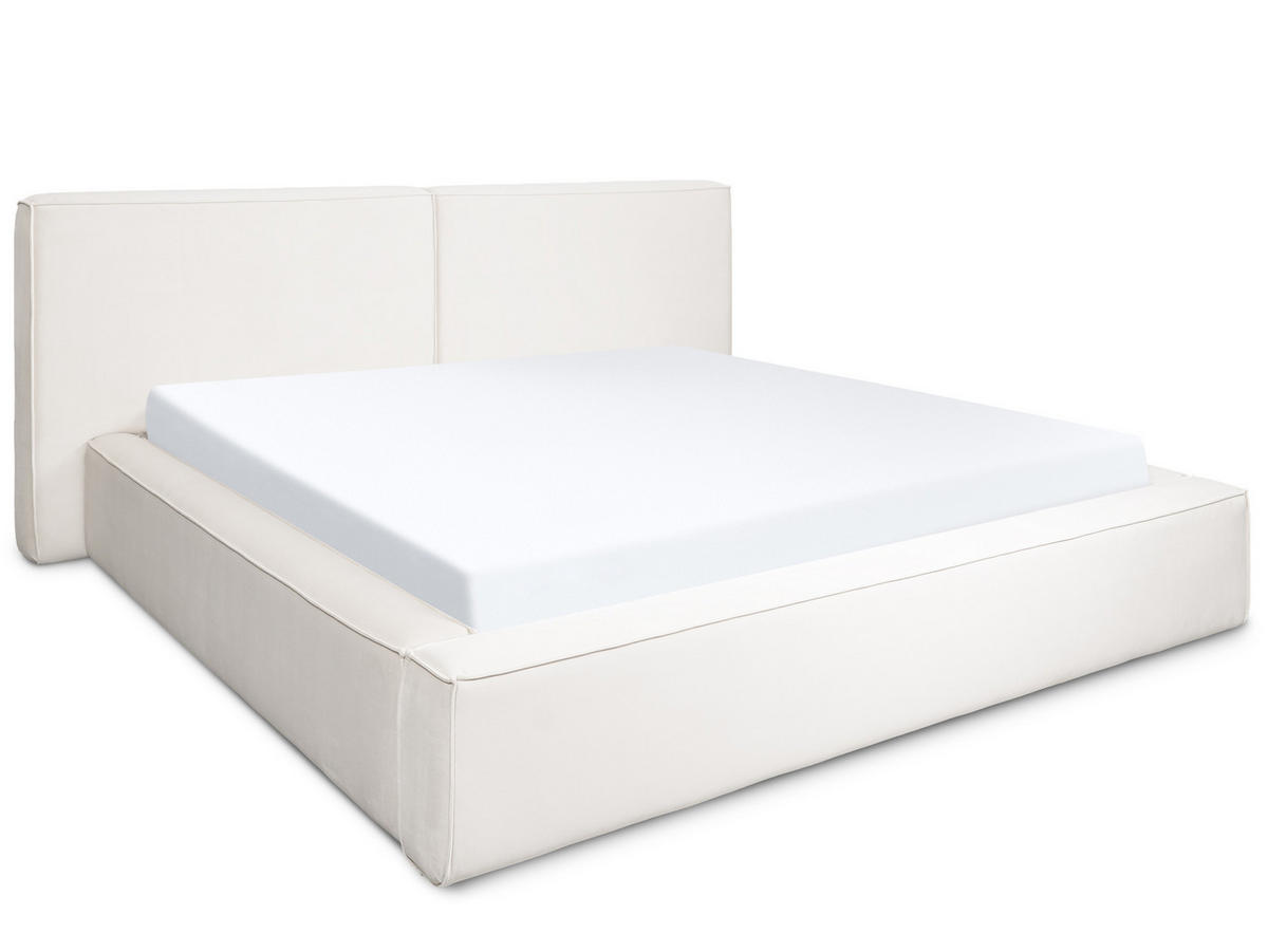 POLSTERBETT Jodie XL Cream 160/200 cm Samt mit Bettkasten - Creme, Textil/Metall (160/200cm) - wonello