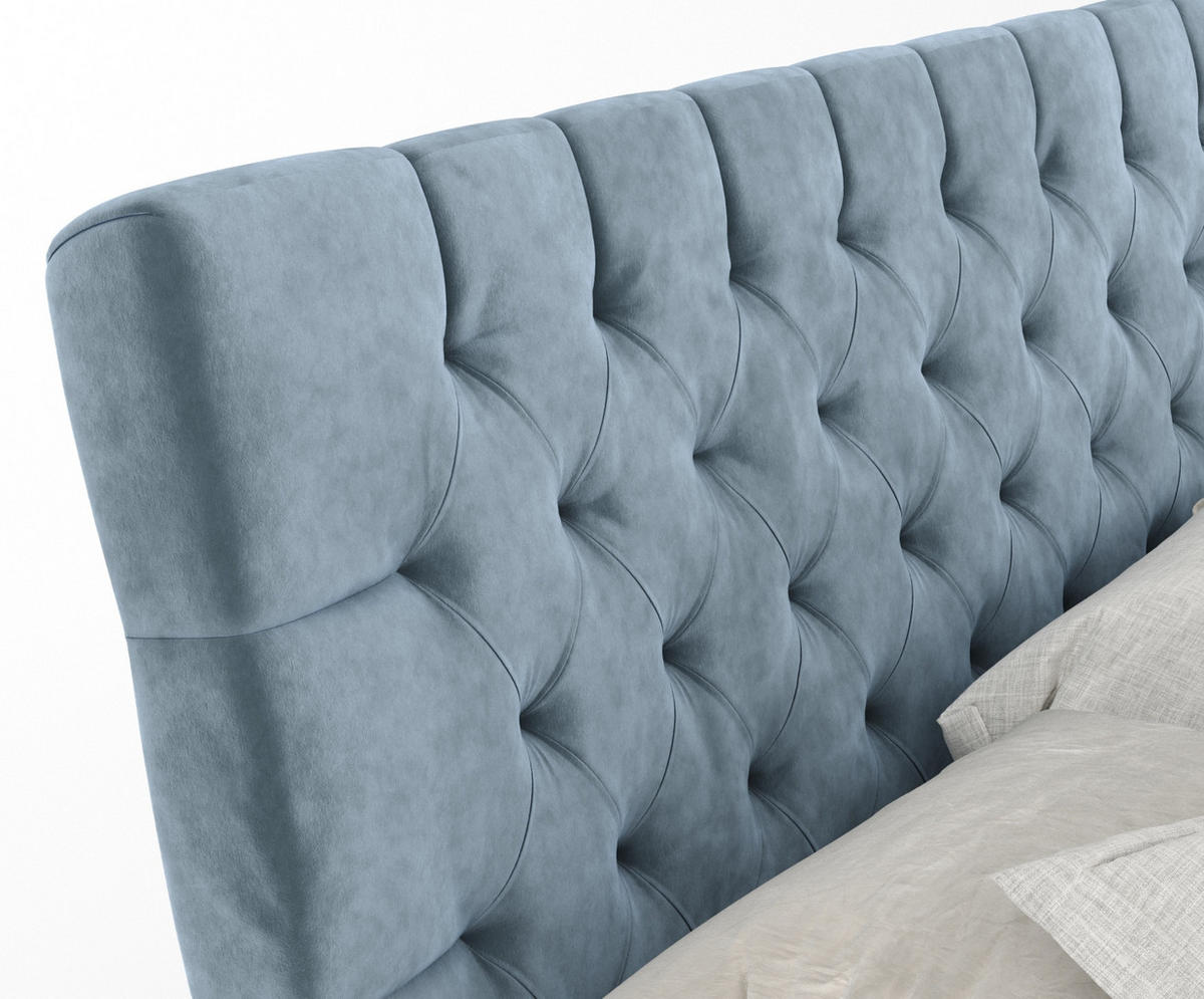 BOXSPRINGBETT Seraphine Blau Grau 140/200 cm - Blaugrau/Schwarz, Holz/Holzwerkstoff (140/200cm) - Maison de Reve
