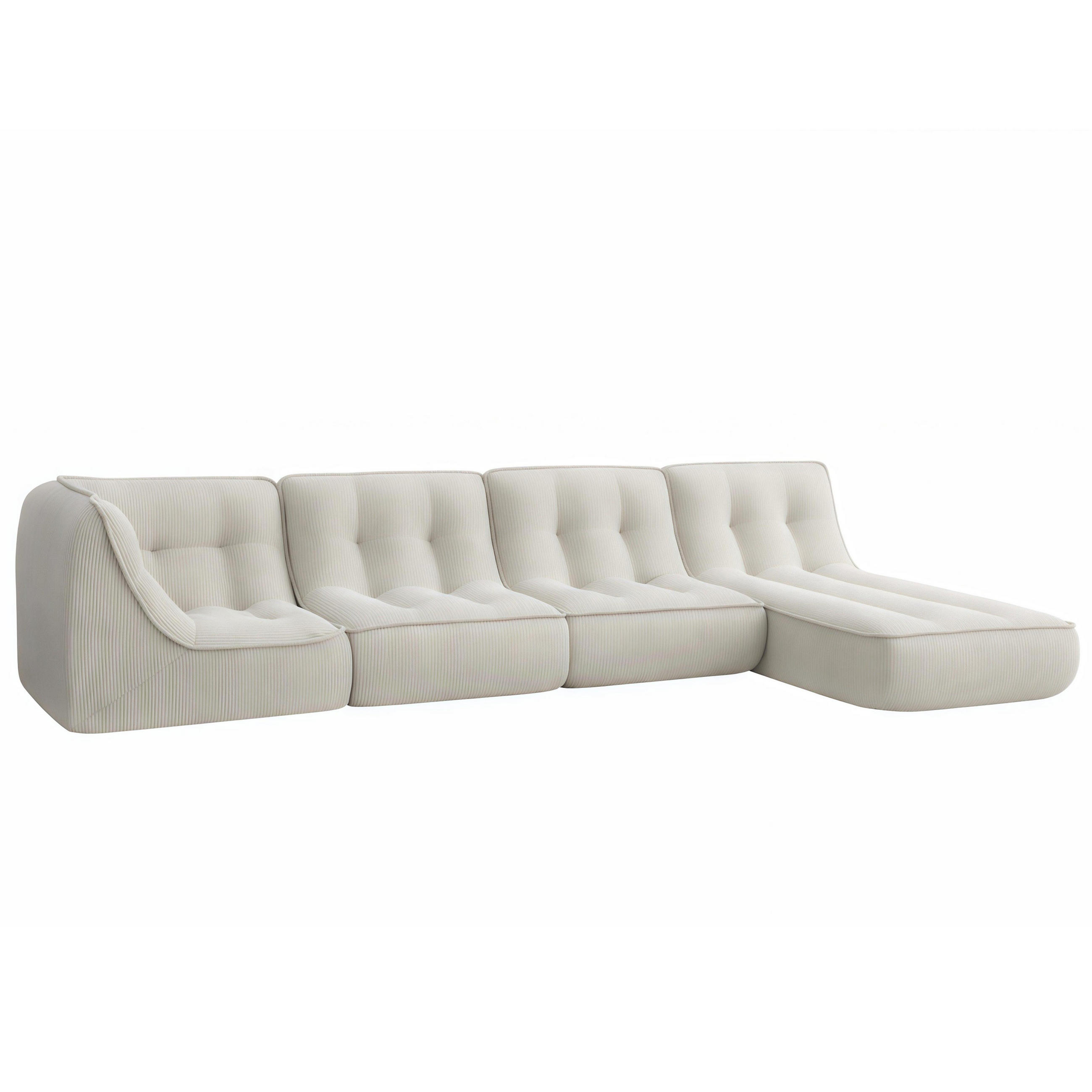 GARTENSOFA mit 4 Sitzplätzen, Ecru - Weiß, Textil (330/70/165cm) - Oviala