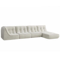 GARTENSOFA mit 4 Sitzplätzen, Ecru - Weiß, Textil (330/70/165cm) - Oviala