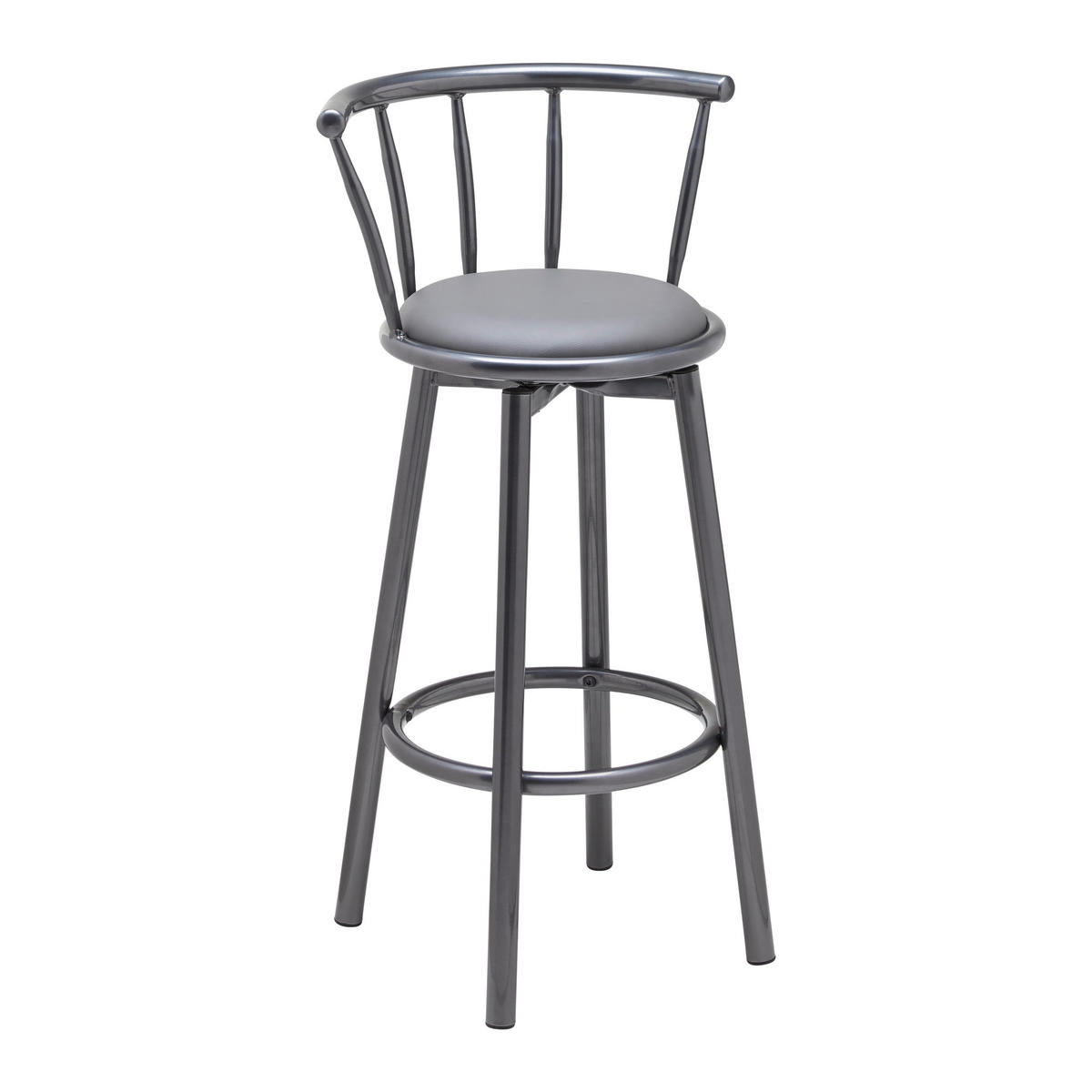 BARHOCKER-SET Fabio Grau Lederlook Gepolstert - Grau, Holz (43/96/52cm) - Bessagi Home