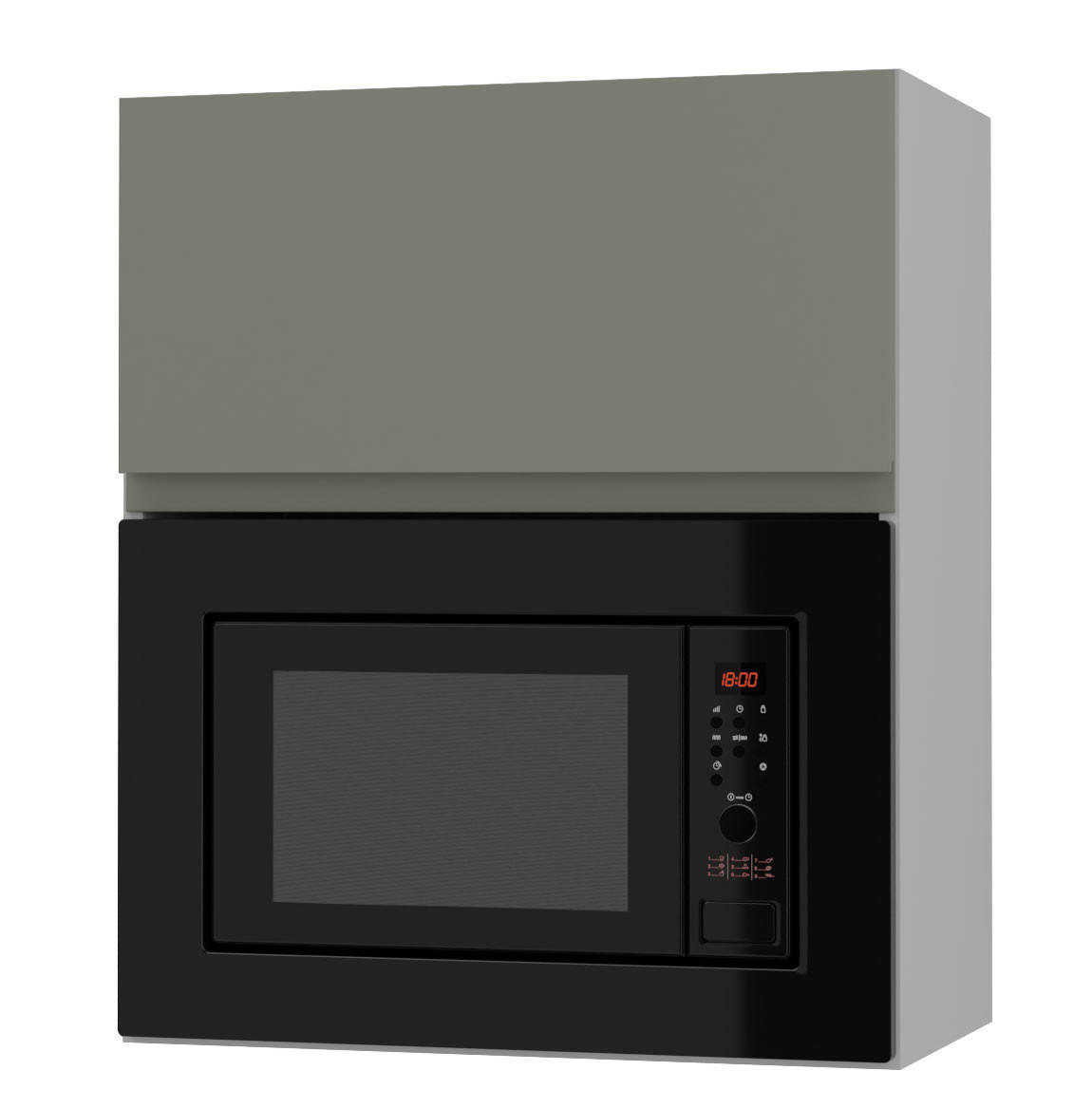 Feldmann-Wohnen Mikrowellenumbauschrank Grün, Grau 60x72x32.5 cm