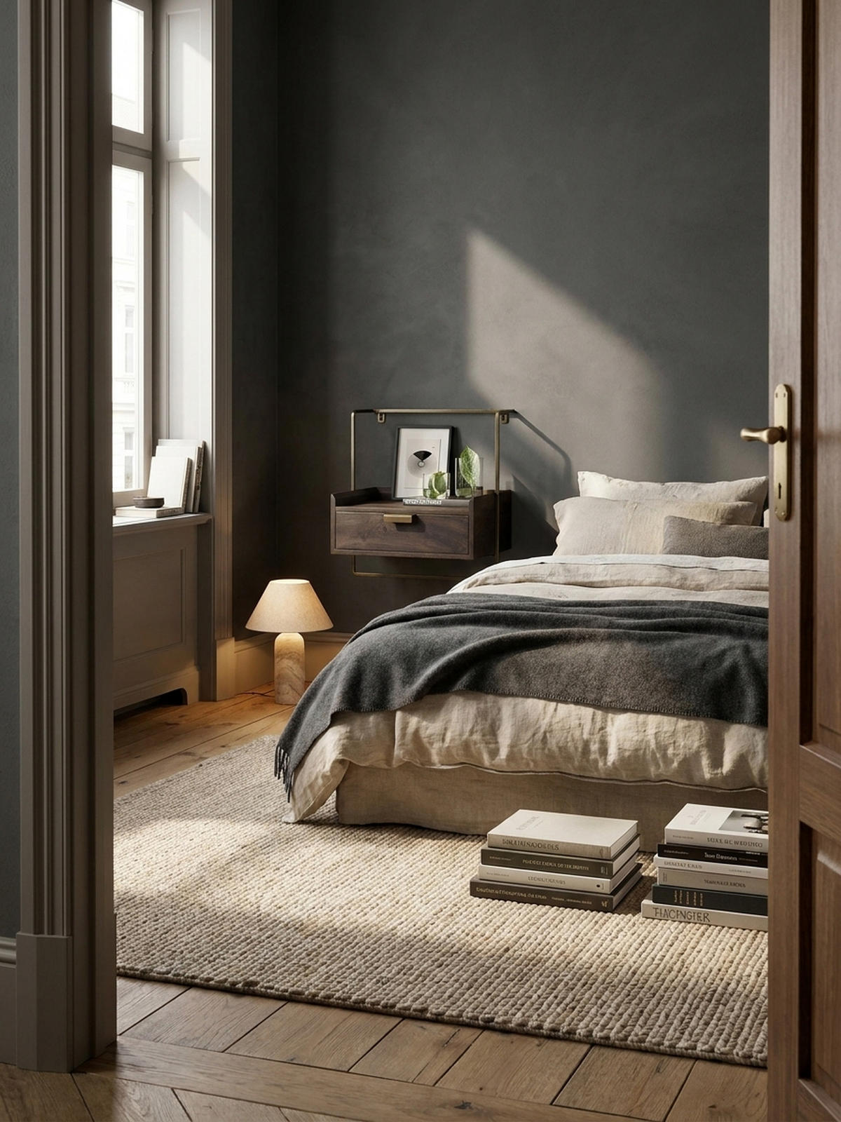 NACHTTISCH Mango Massivholz Wandmontage Schublade Boxspringbett, Braun 44x35x45 cm - Goldfarben/Braun, Holz/Metall (44/45/35cm) - KADIMA DESIGN