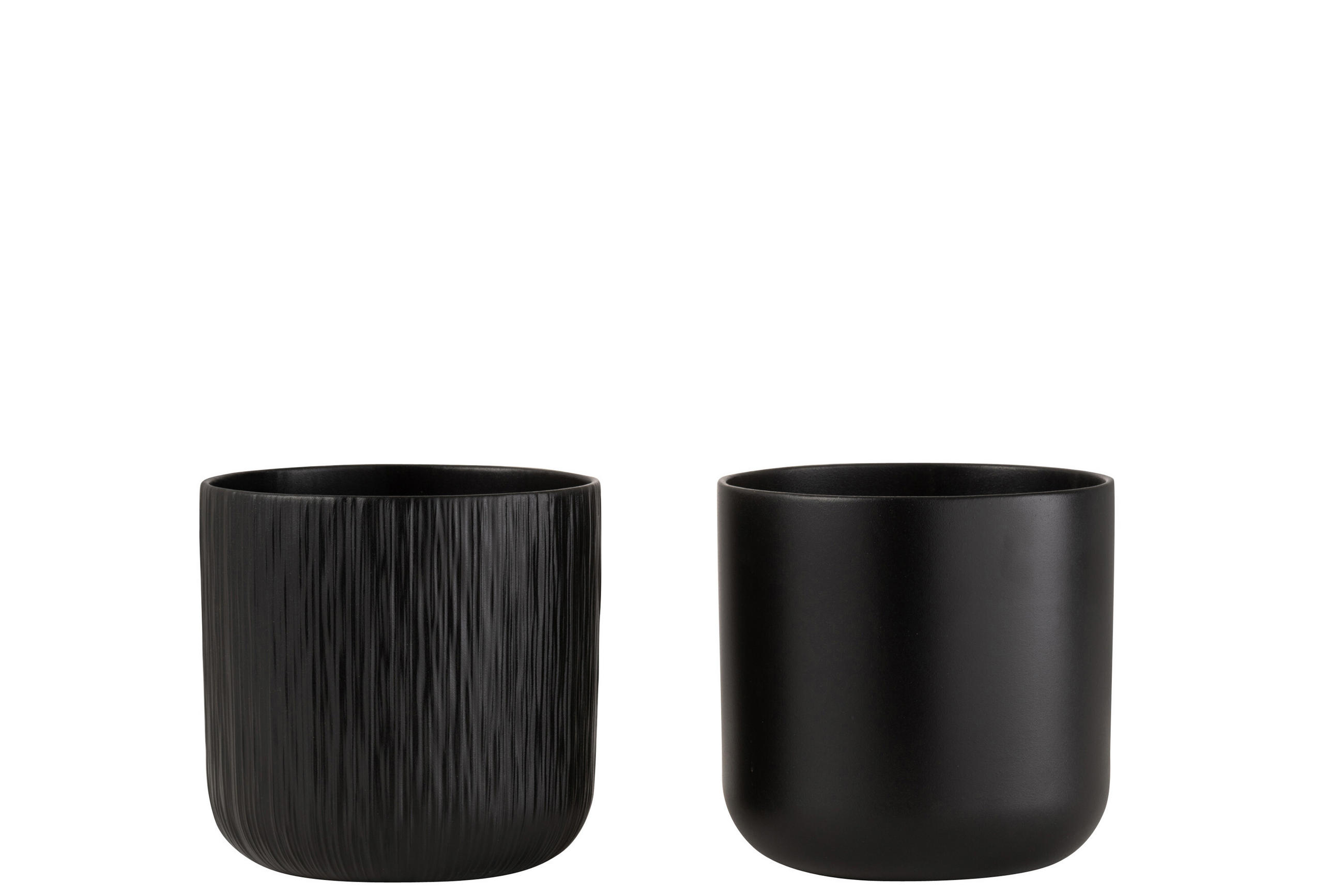 BLUMENTOPF GEN - Keramik - Schwarz - L - 2er Set - Ø 18,5 cm - Schwarz, Keramik (18.5/18cm) - J-Line