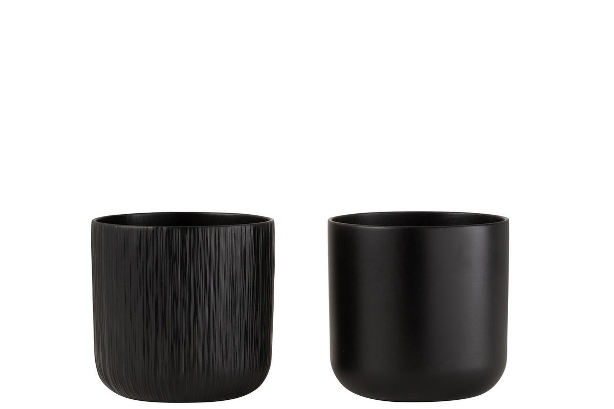 BLUMENTOPF GEN - Keramik - Schwarz - L - 2er Set - Ø 18,5 cm - Schwarz, Keramik (18.5/18cm) - J-Line