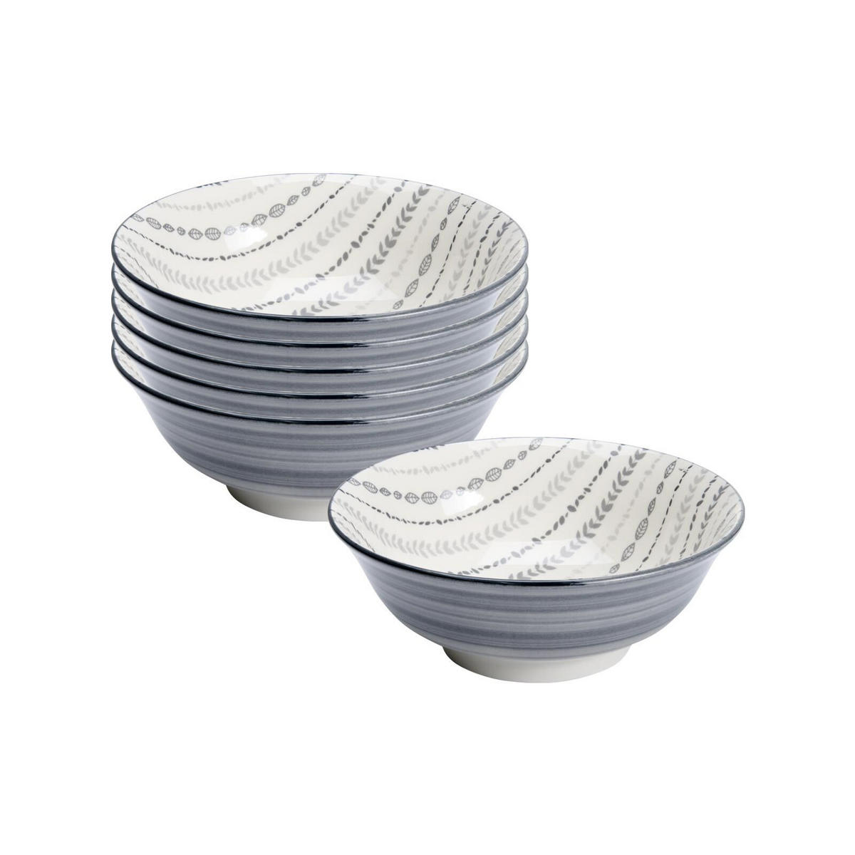 BEILAGENSCHALEN Sendai Ranke grau ø 11,5 cm 6er Set - Grau, Keramik (11.5cm) - Ritzenhoff Breker