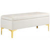 SITZBANK mit Stauraum, Polsterbank mit Samtoptik, Metallbeine, für Wohnzimmer - Beige/Goldfarben, Kunststoff/Textil (44/44.5/120cm) - HOMCOM
