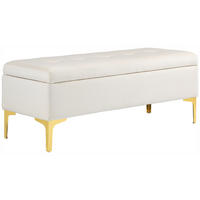 SITZBANK mit Stauraum, Polsterbank mit Samtoptik, Metallbeine, für Wohnzimmer - Beige/Goldfarben, Kunststoff/Textil (44/44.5/120cm) - HOMCOM