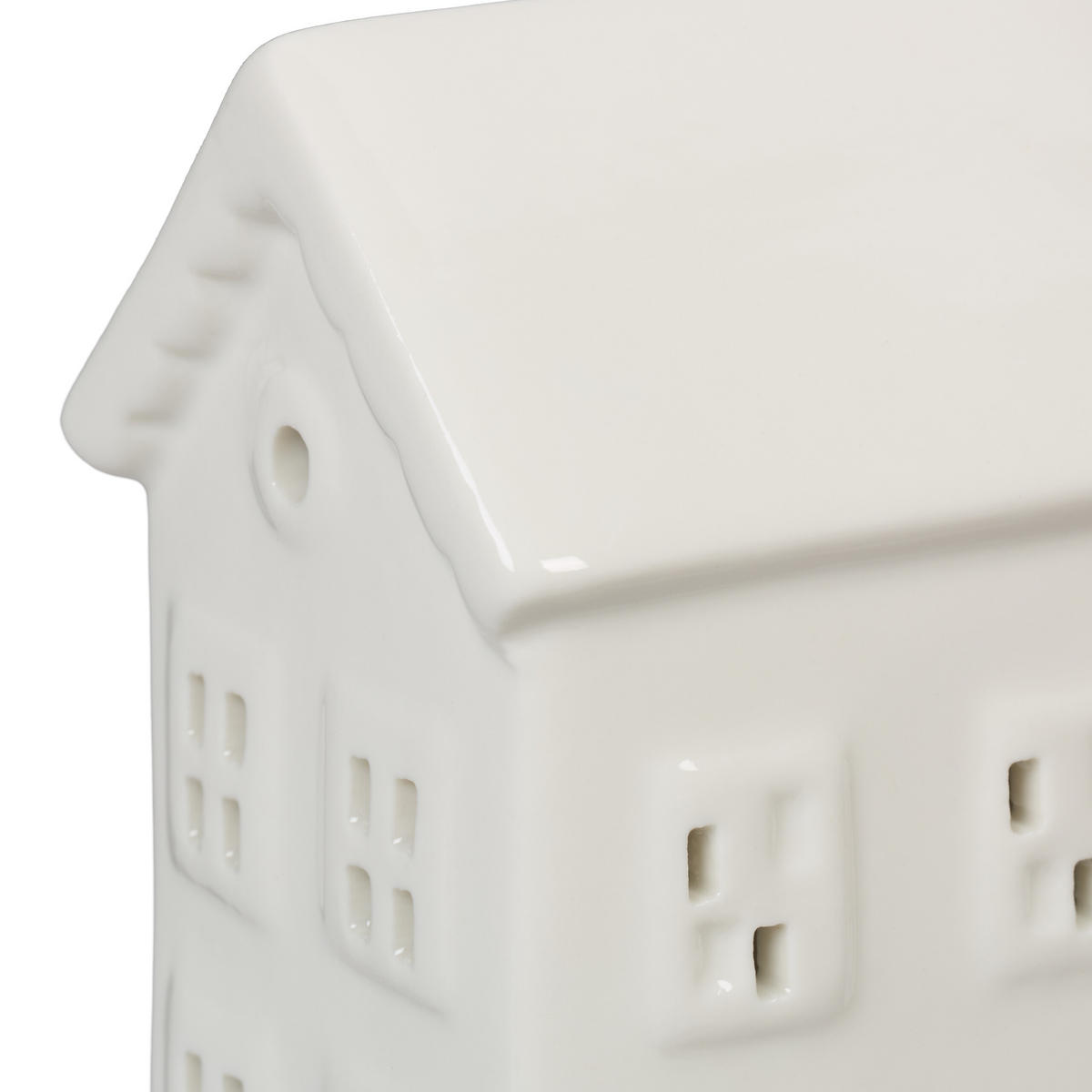 TEELICHTHAUS - Weiß, Keramik (12cm) - Relaxdays