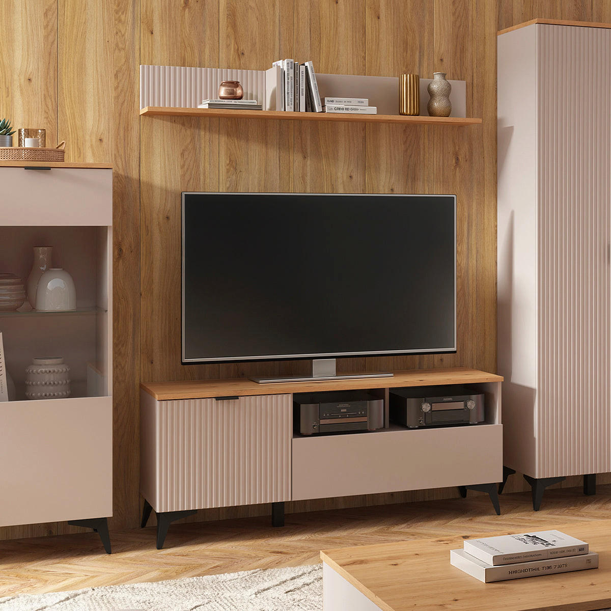 TV STOLÍK Vicky Kašmír - béžová, kompozitné drevo (135/55.5/41cm) - Petits-meubles