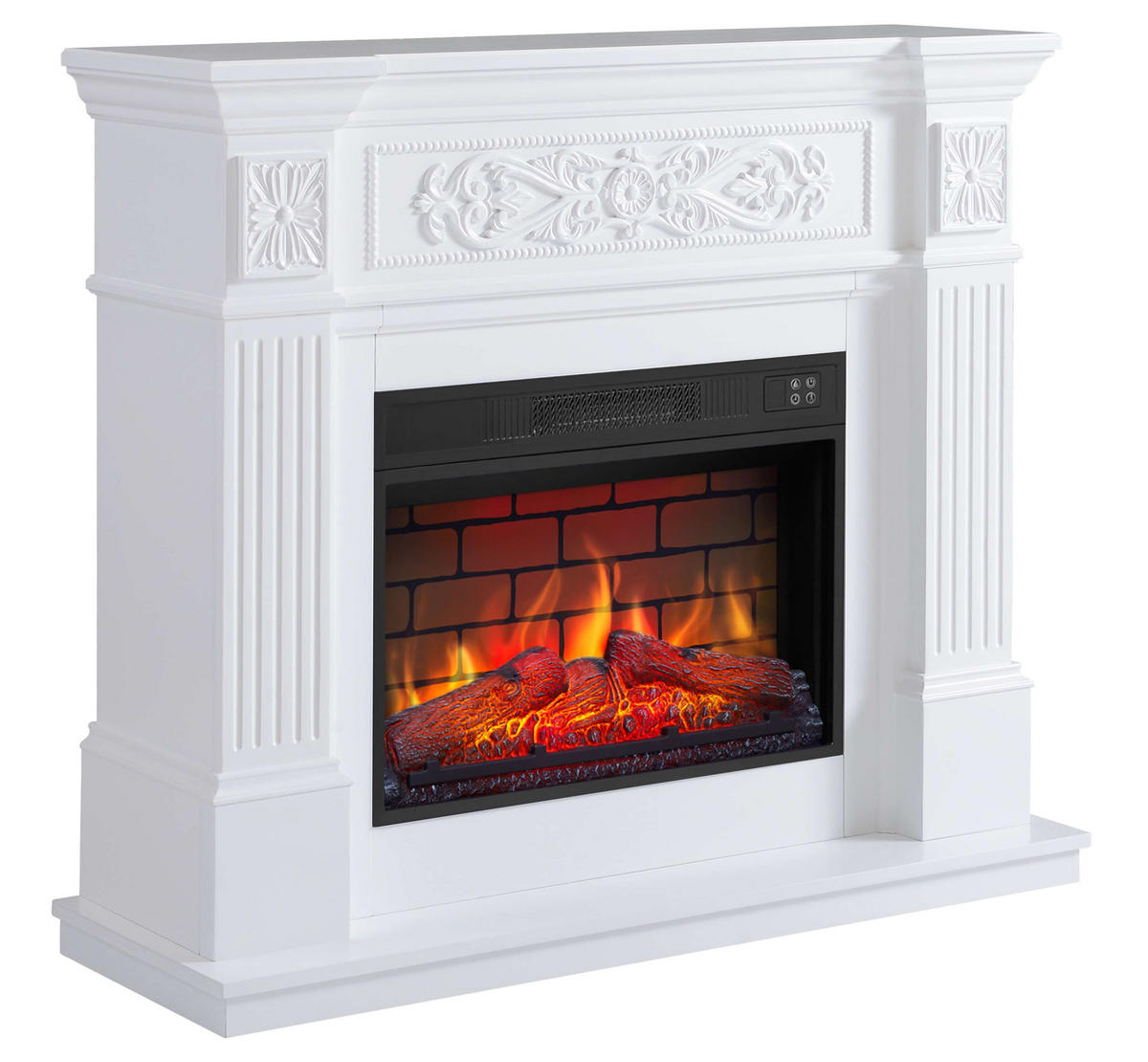 ELEKTROKAMIN Toscana AF23BS Weiß – Breite 96 cm, 3D-Flammeneffekt, LED-Beleuchtung, Heizfunktion - Weiß, Glas/Holzwerkstoff (106.6/92.5/37cm) - ArtiFlame
