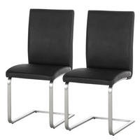FREISCHWINGER - 2er-Set - Echtleder - Edelstahlfarben/Schwarz, Leder/Metall (44/98/58cm) - home24