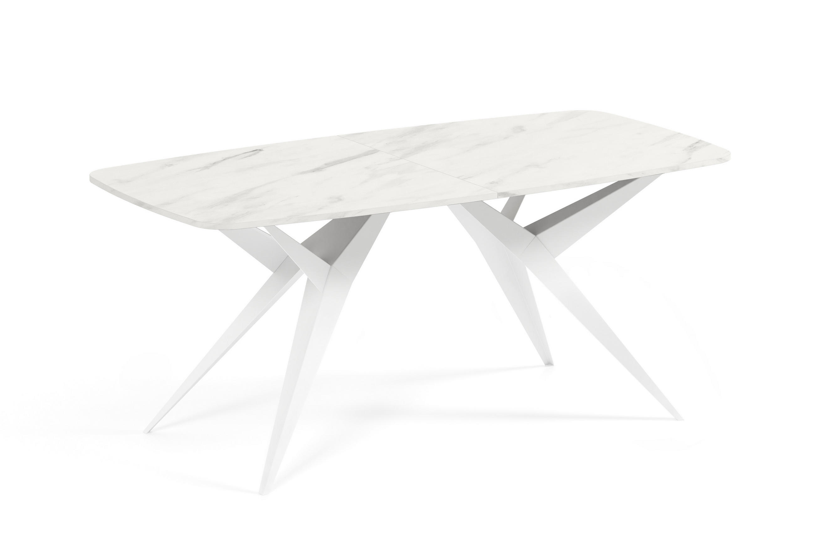 ESSTISCH AXIS - Weiß Hochglanz/Weiß, Holzwerkstoff/Metall (90/180/76cm) - Meblini