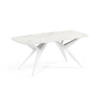 ESSTISCH AXIS - Weiß Hochglanz/Weiß, Holzwerkstoff/Metall (90/180/76cm) - Meblini