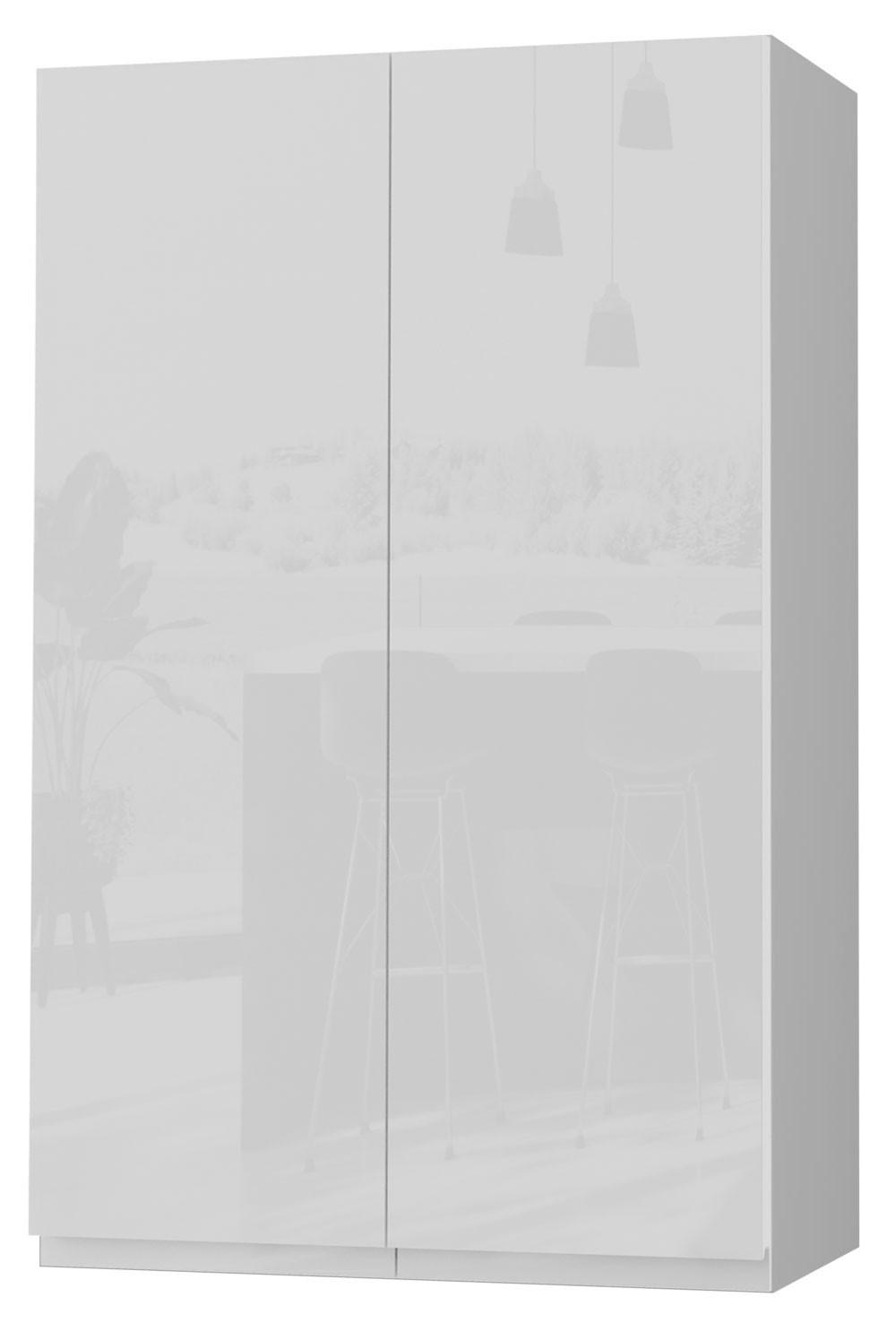 HÄNGESCHRANK Florence W4/60 Grau / RAL 9003 signalweiß HG 60 / 32,5 / 96cm - Weiß Hochglanz/Grau, Holz/Holzwerkstoff (60/96/32.5cm) - Feldmann-Wohnen