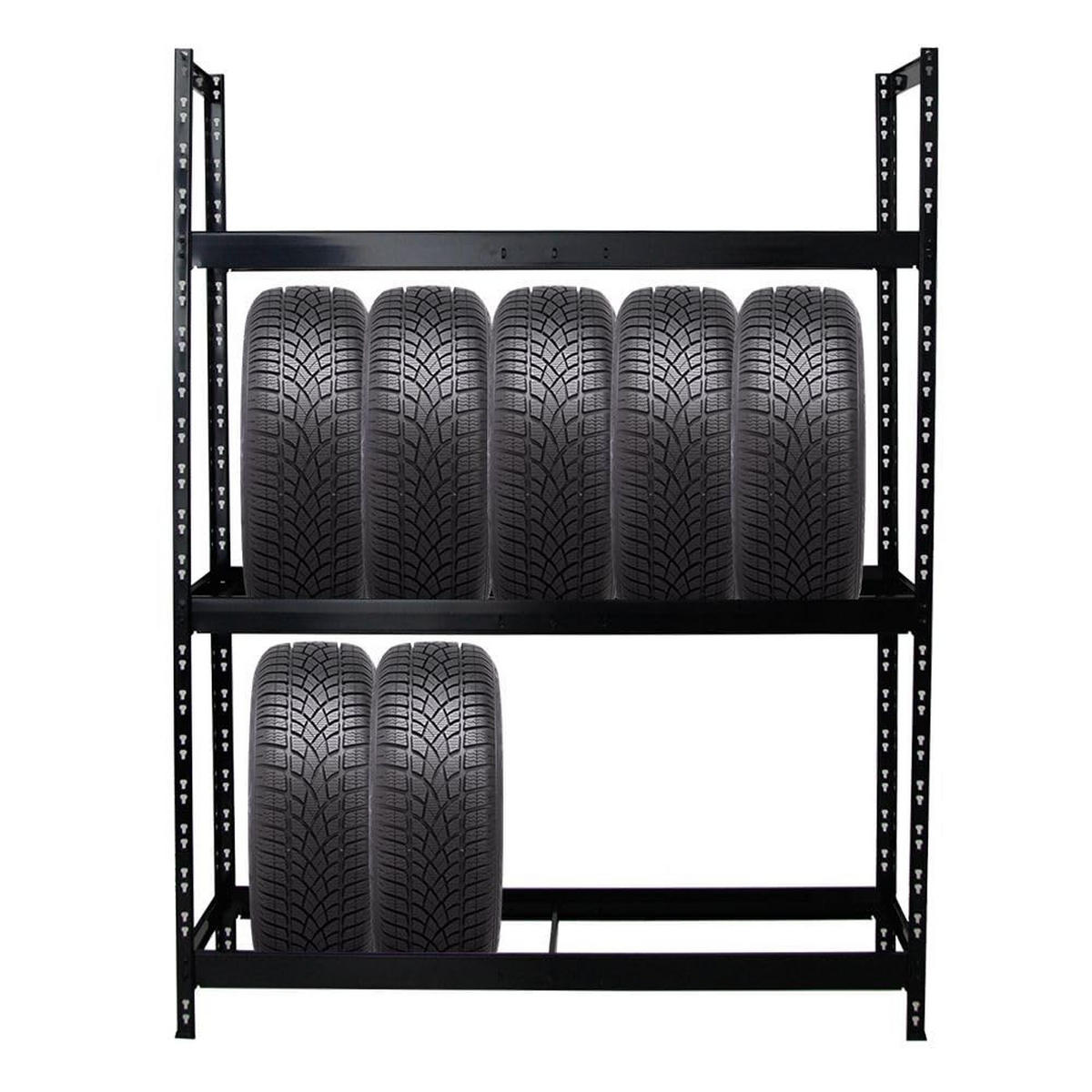 REIFENREGAL Tiger XL 2er-Set mit 2x 200x150x45 cm 300 kg Fachlast bis zu 36 Reifen Schwarz - Schwarz, Metall (300/200/45cm) - PROREGAL