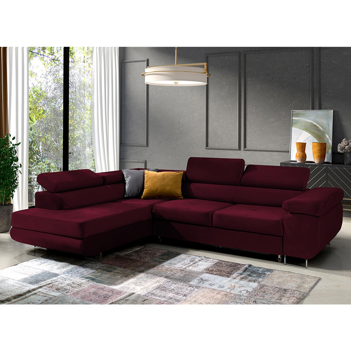 ECKSOFA Wilson 4 Sitzplätze Bordeaux - Rot, Holzwerkstoff (271/201cm) - Petits-meubles