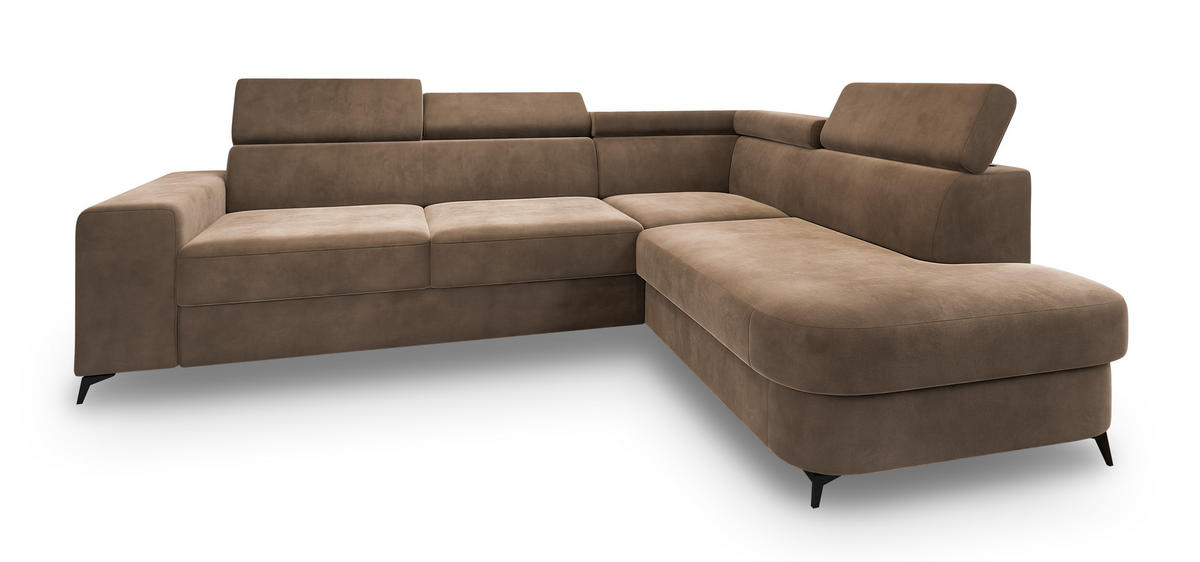 ROHOVÁ SEDAČKA ALVORO béžová - černá/béžová, kov/dřevo (253/190cm) - MASSENO