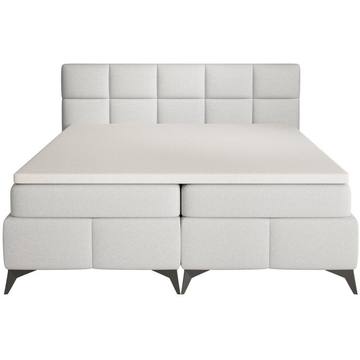 BOXBETT Solido mit Bettkasten 180x200 cm hellgrau - Hellgrau/Schwarz, Textil/Metall (180/200cm) - Beautysofa